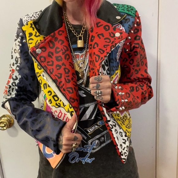 Azalea Wang Jackets & Blazers - Brand NWOT Azalea Wang woman’s Rock Star Game, faux leather multi color, size M